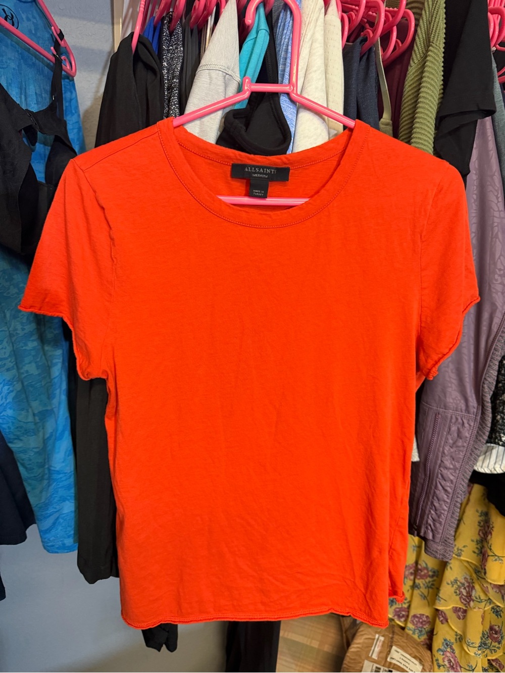 All Saints Women's Crew Neck Tee in Orange
